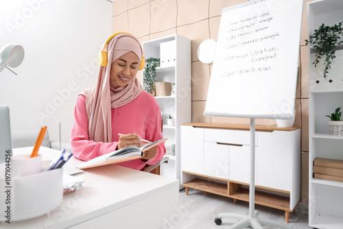 Young Muslim woman with hea...