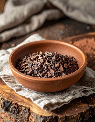 Cacao Beans and Nibs Flat Lay with Copy Space