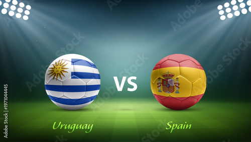 Uruguay vs Spain soccer scoreboard broadcast for soccer tournament 2026
