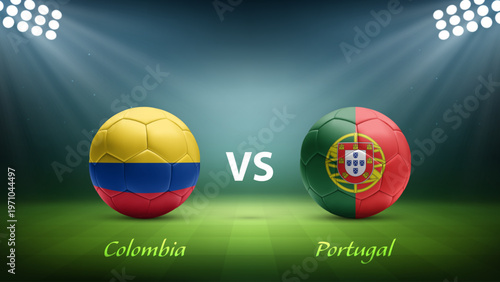 Colombia vs Portugal soccer scoreboard broadcast for soccer tournament 2026