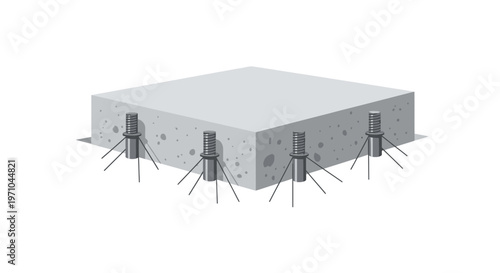 Concrete Slab Foundation with Structural Anchor Bolts Illustration