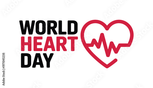 A logo for World Heart Day with a red heart symbol