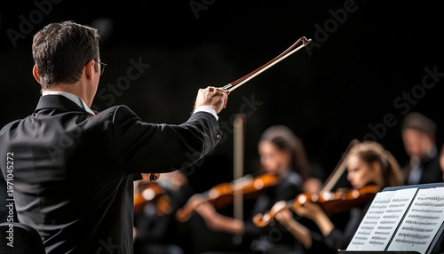 Symphonic Visionaries Conducting Orchestra with Passion in a Dramatic Live Concert Experience.