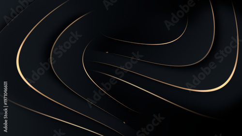 Elegant dark abstract background with smooth curved lines and subtle glow accents. Minimal premium composition with depth and flow, ideal for business, fintech branding and modern presentations.