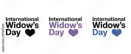 International Widow's Day logos with colorful heart symbols