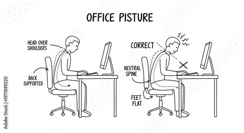 Correct and Incorrect Office Posture Comparison.