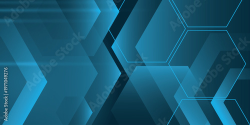 Abstract background with overlapping glowing hexagons. Modern and futuristic design with light speed effect for cover, brochure, banner, presentation, website and certificate. EPS. 2