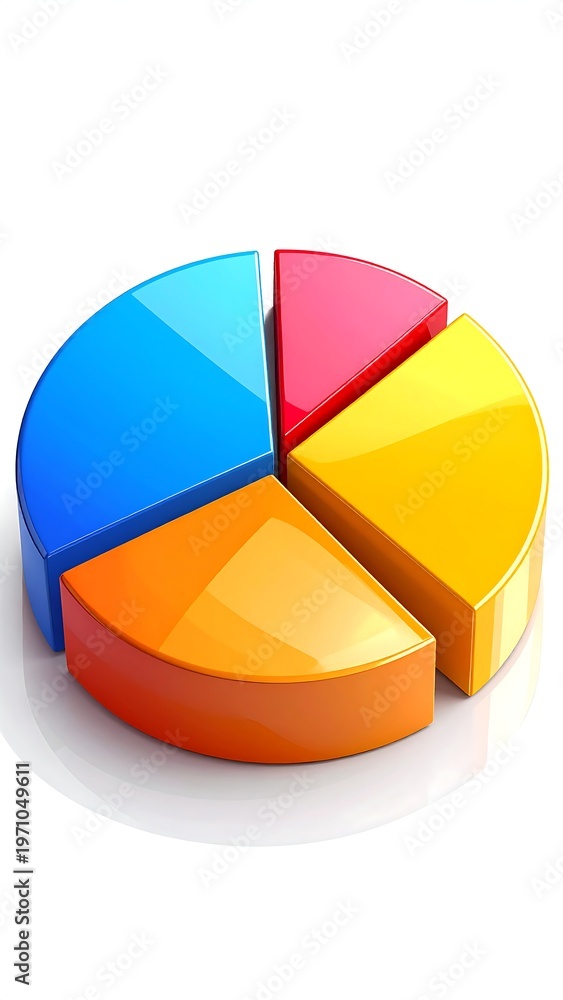 Fototapeta premium A 3D pie chart with four colored sections (1)