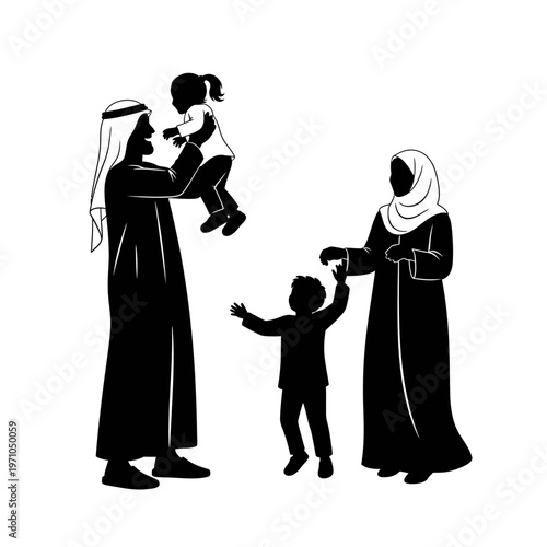 Family in Traditional Arab Clothing.