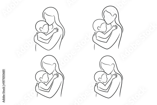 A mother holding her baby in different nursing positions