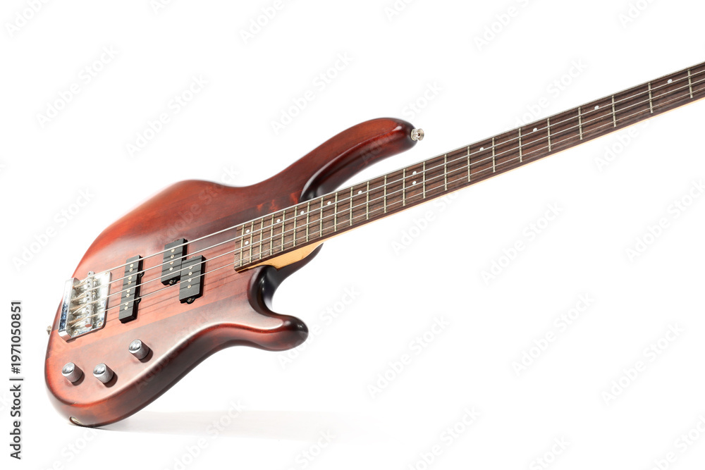 Fototapeta premium Brown electric guitar on white background