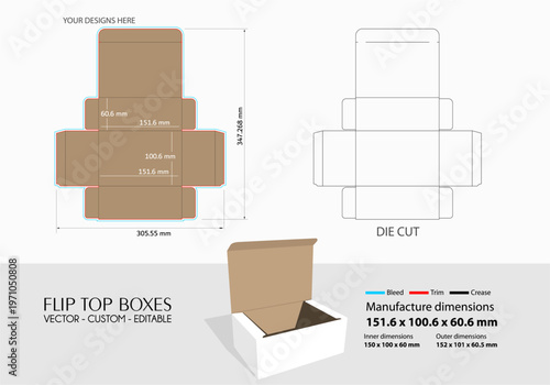 flip top box - lock flip top DIMENSION 151 x 100 x 60mm