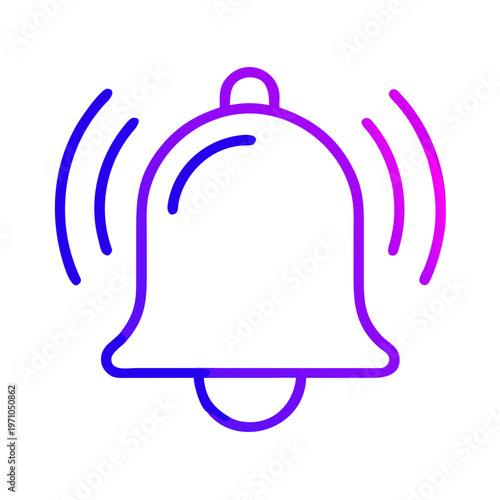Vector bell icon illustration of a bell symbol for mobile technology and wireless network notification sound button design