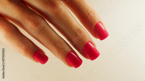 Well-groomed female hands with a glossy finish after a manicure. High quality 4k footage