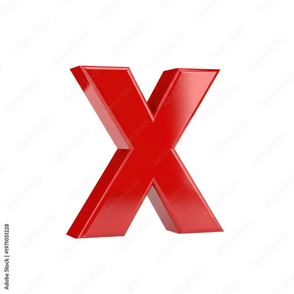 Obraz premium A bold red stylized letter x symbol on a plain white background