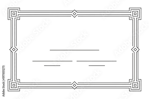 A decorative border with lines and diamonds on a white background
