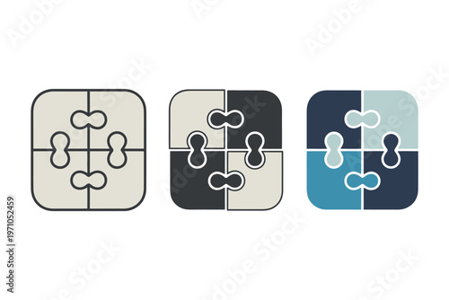 A set of puzzle pieces in different colors and designs