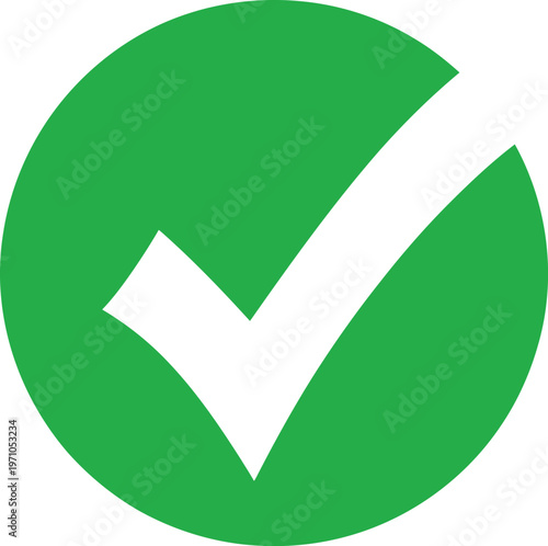 A green checkmark in a circle on a white background