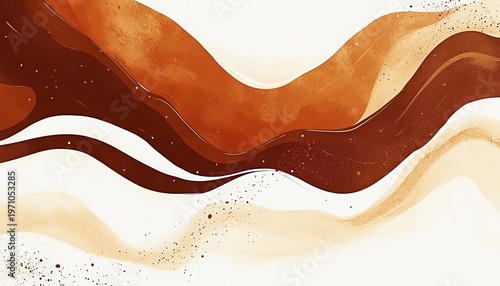 Elegant Coffee and Chocolate Marbled Fluid Artwork with Rich Textures and Swirling Creamy Tones