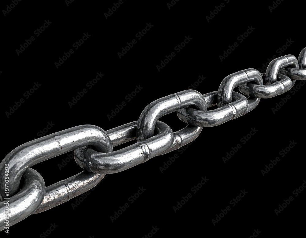 Fototapeta premium A close-up of a sturdy metal chain against a black background