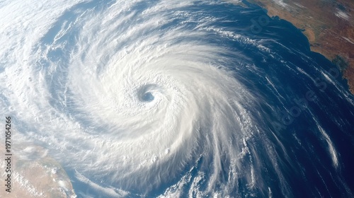 Aerial View of a Massive Hurricane, Showcasing Global Weather Patterns and Climate Change Issues