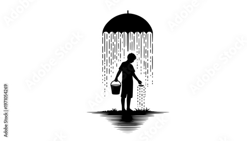 silhouette of a young man