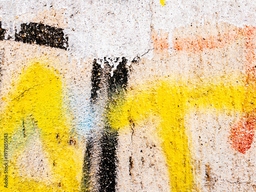Colorful Graffiti Wall Texture, Urban Grunge Concrete Background with Spray Paint, Abstract Street Art Pattern, Dirty Weathered Surface