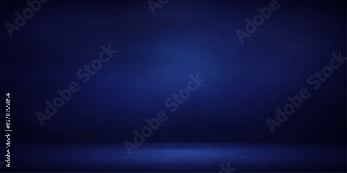 Dark blue spotlight wall background design with glowing light and textured surface