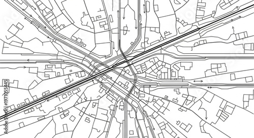 Detailed Architectural Blueprint of a Complex Urban Intersection.