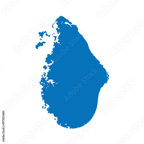 A blue map of Sri Lanka on a white background