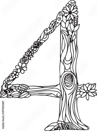 Black color number design and art numeral design 4