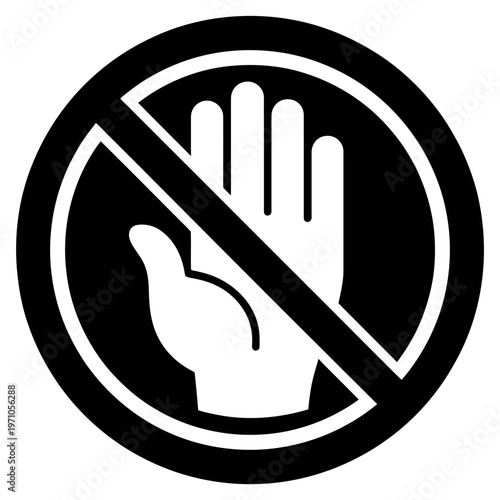 Stop hand gesture prohibition symbol meaning do not enter or do not touch prohibition symbol isolated on transparent background