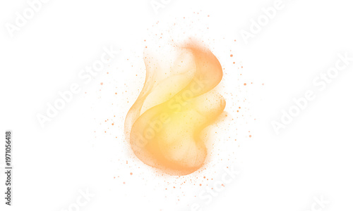 Abstract orange and yellow fire flame shape with smoke particles isolated on transparent background