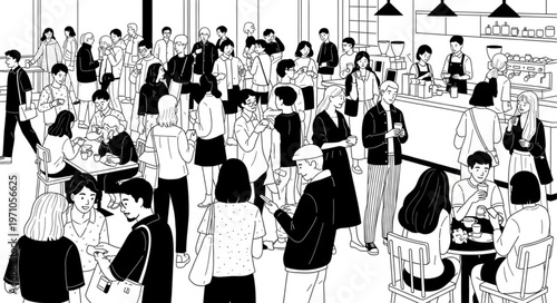 Crowd of People in a Busy Indoor Space.