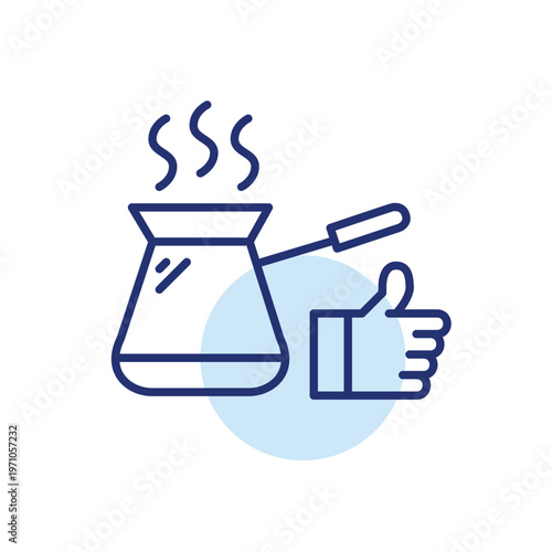 Coffee cezve and like. Favorite treat, customer approval. Pixel perfect, editable stroke vector icon