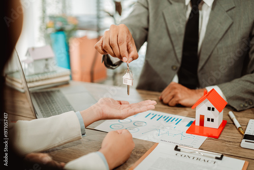 Real estate agents provide clients with a model home, along with mortgage agreements, loan agreements, lease agreements, and home purchase agreements, as well as home insurance policies.