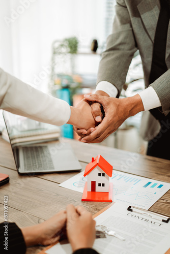 Real estate agents present model homes to clients, arrange mortgage loan agreements, and handle home purchase agreements. (Context: Concepts related to home mortgage loans.)
