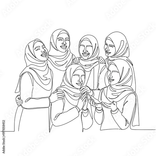 Group of Muslim Women Wearing Hijabs.