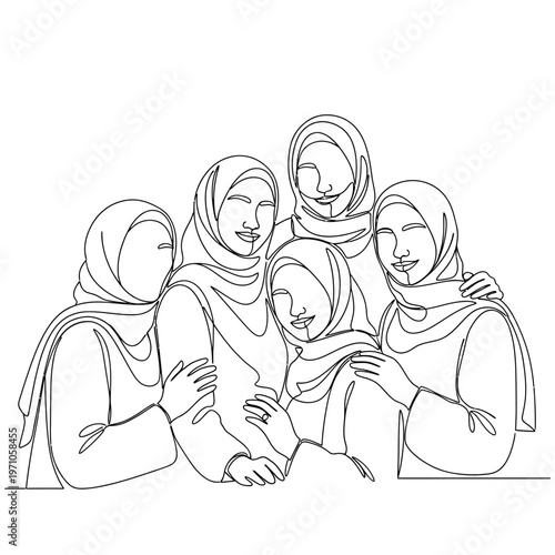 Group of women wearing headscarves together.