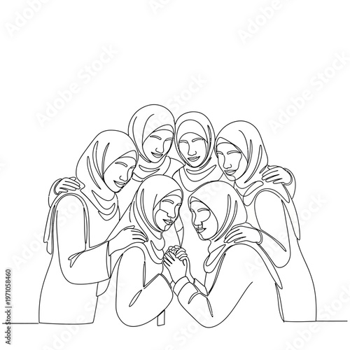 Group of women wearing headscarves together.
