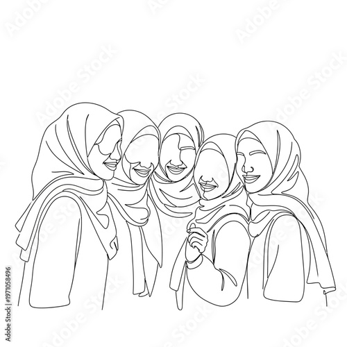 Group of women wearing headscarves together.