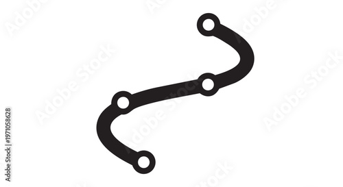 Black metal chain link, industrial hardware, mechanical part, connector element