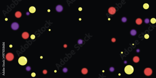 Colorful Bokeh Light Particles and Blurred Circles on Black Background