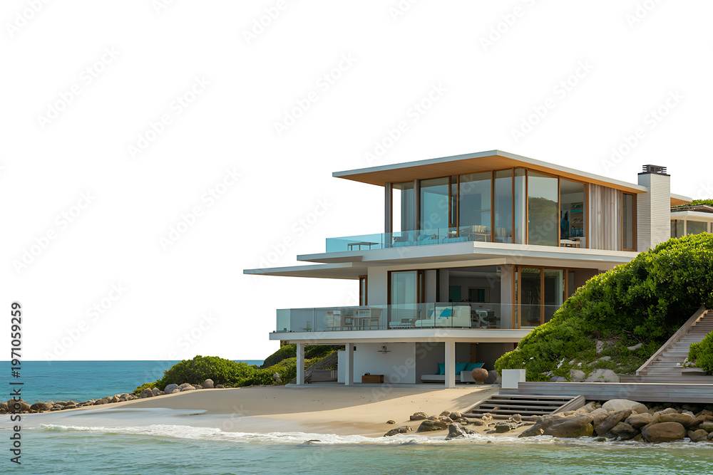 Fototapeta premium Modern Luxury Two-Story House with Garage and Minimalist Architecture