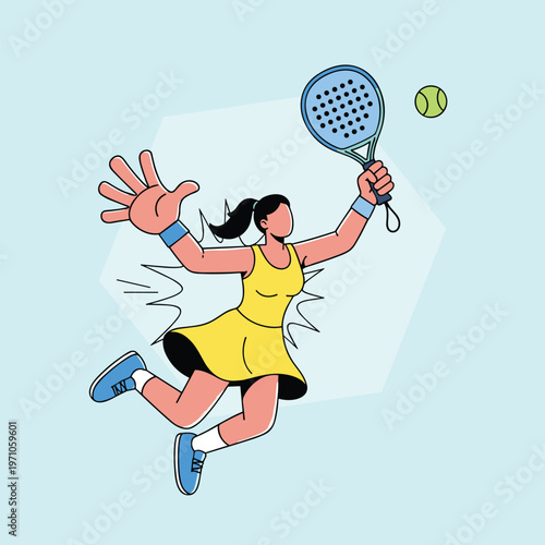 Women padel player jumping