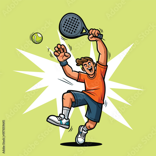 Padel player cartoon