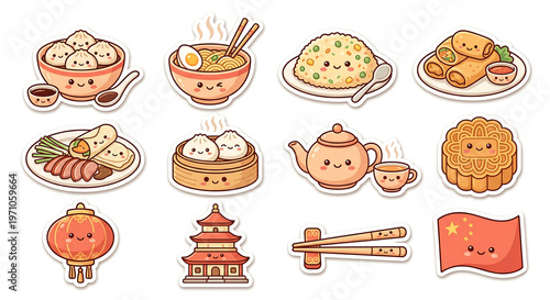 Cute Chinese Food Sticker Pack – Dumplings, Noodles & Dim Sum Icons