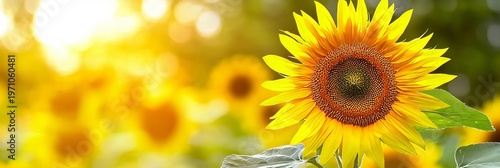 Bright sunflower blooming in a sunny field, capturing the essence of summer s natural beauty.