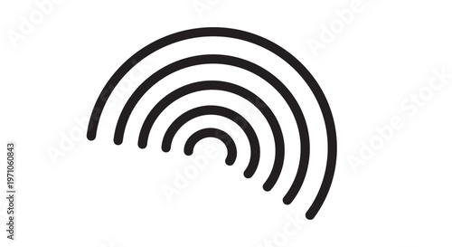 Black concentric arc, semicircle waves, sound equalizer, audio signal, vector graphic