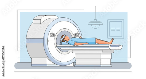 Patient undergoing MRI scan in a modern medical facility, advanced diagnostic equipment